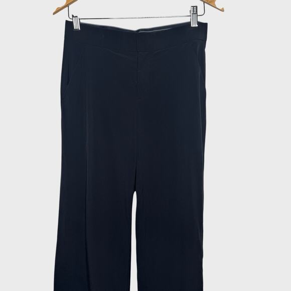 Athleta Size 2 Black Tribeca Wide Leg Crop Pants Snap Split Hem Athleisure Zip - Picture 3 of 11